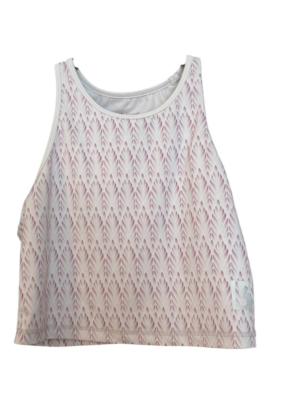 Buffbunny Aurora Crop Tank Women's M White Pink Geometric Workout Gym Top